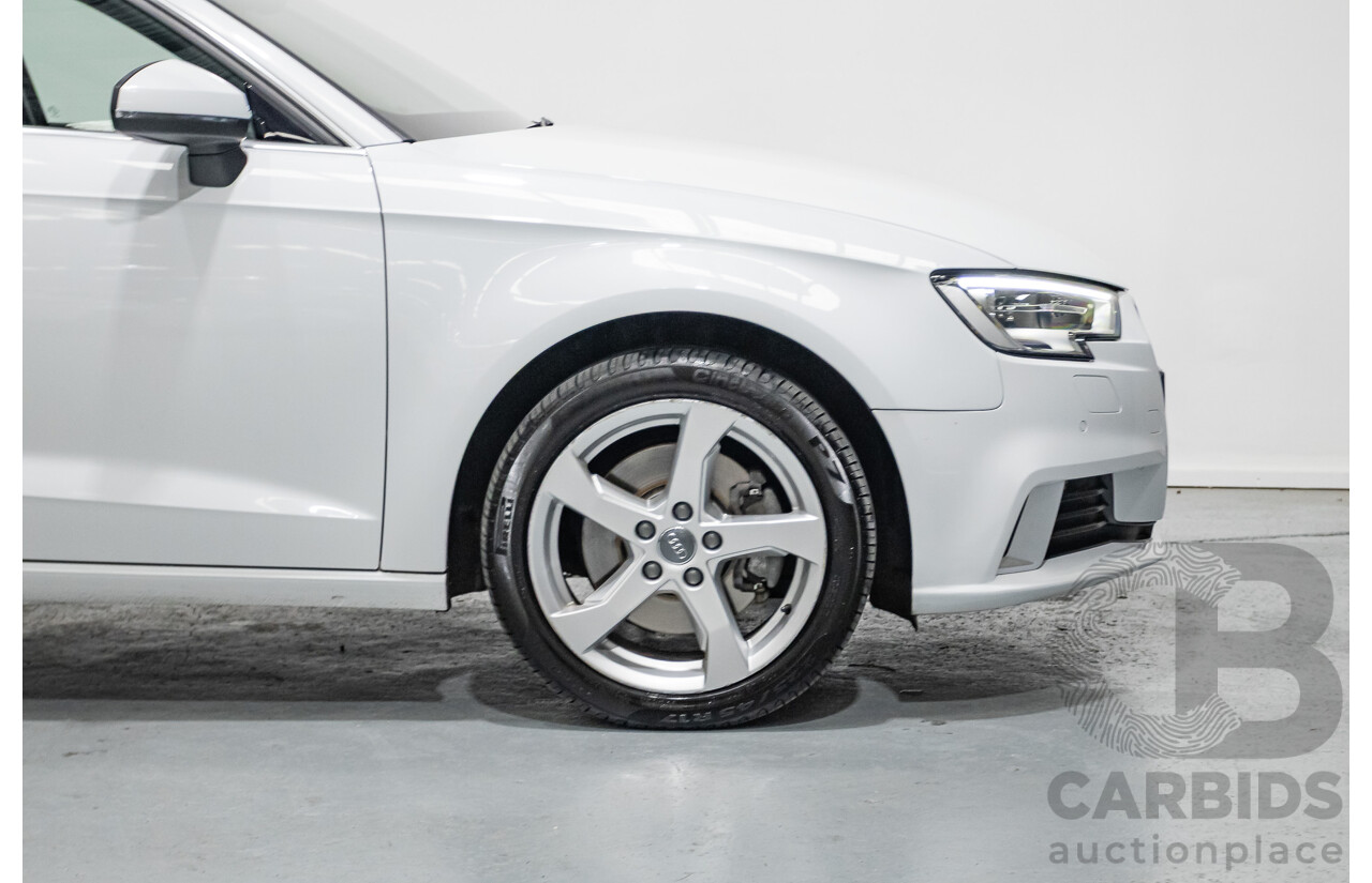 07/2017 Audi A3 Sport Sportback MY18 8V 4d Hatch Glacier White Metallic Turbo 2.0L