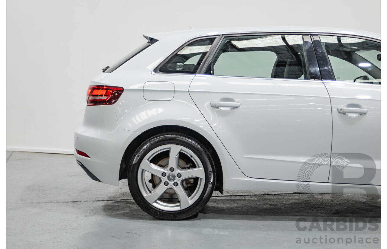 07/2017 Audi A3 Sport Sportback MY18 8V 4d Hatch Glacier White Metallic Turbo 2.0L