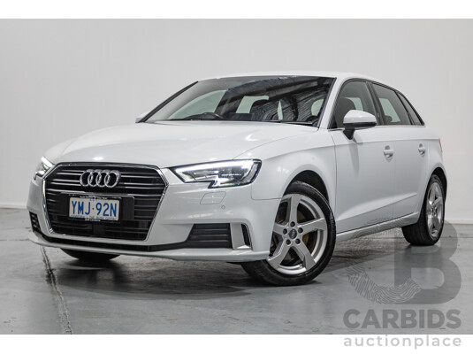 07/2017 Audi A3 Sport Sportback MY18 8V 4d Hatch Glacier White Metallic Turbo 2.0L