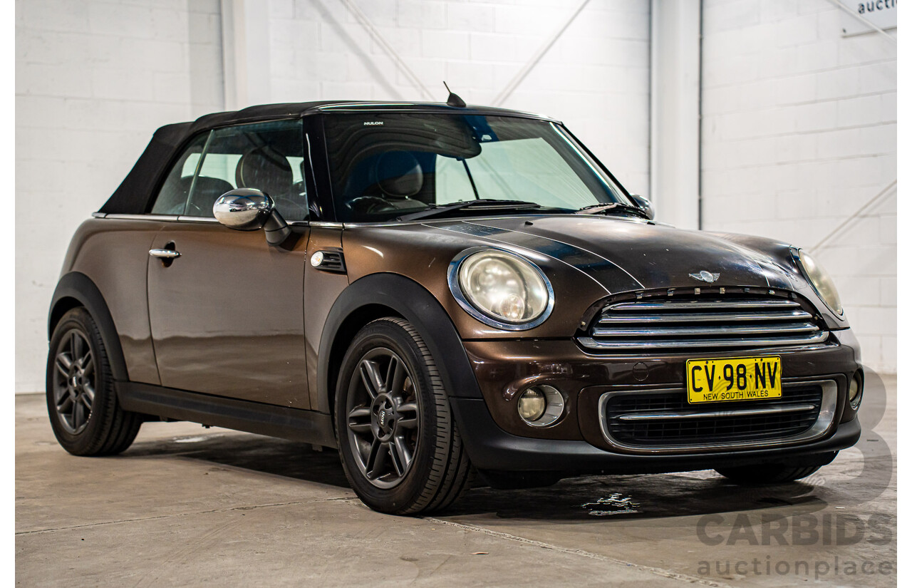 1/2012 Mini Cooper Cabrio R57 MY12 2d Convertible Hot Chocolate Metallic 1.6L