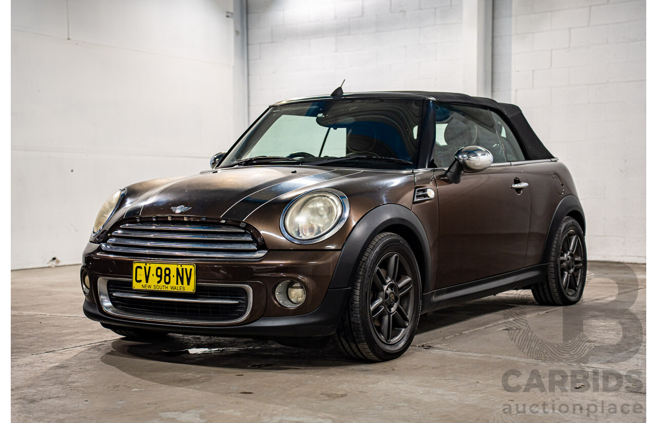 1/2012 Mini Cooper Cabrio R57 MY12 2d Convertible Hot Chocolate Metallic 1.6L