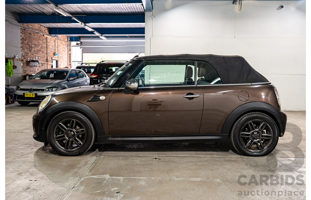 1/2012 Mini Cooper Cabrio R57 MY12 2d Convertible Hot Chocolate Metallic 1.6L
