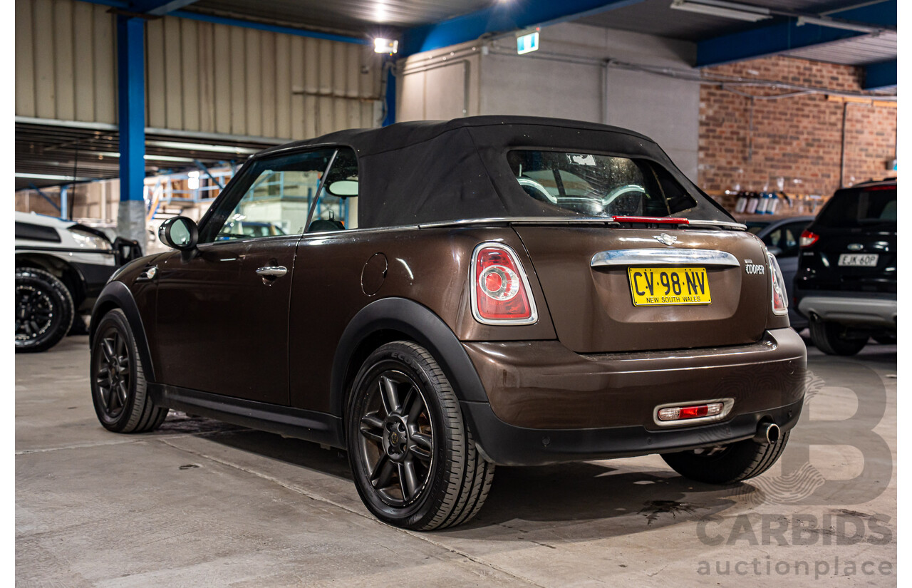1/2012 Mini Cooper Cabrio R57 MY12 2d Convertible Hot Chocolate Metallic 1.6L