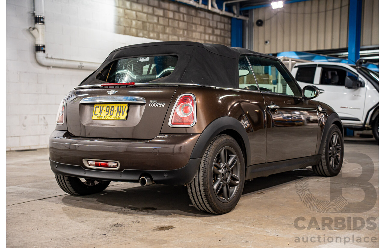 1/2012 Mini Cooper Cabrio R57 MY12 2d Convertible Hot Chocolate Metallic 1.6L