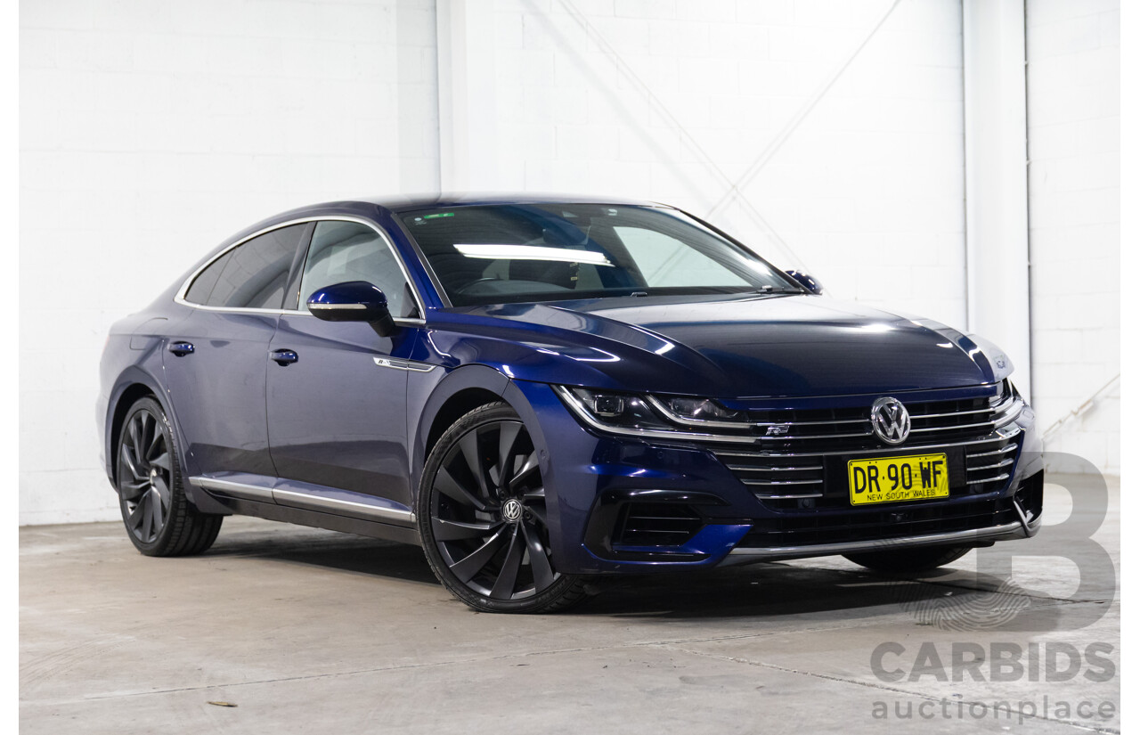 10/2017 Volkswagen Arteon 206TSI R-Line (AWD) MY18 5d Liftback Atlantic Blue Metallic Turbo 2.0L