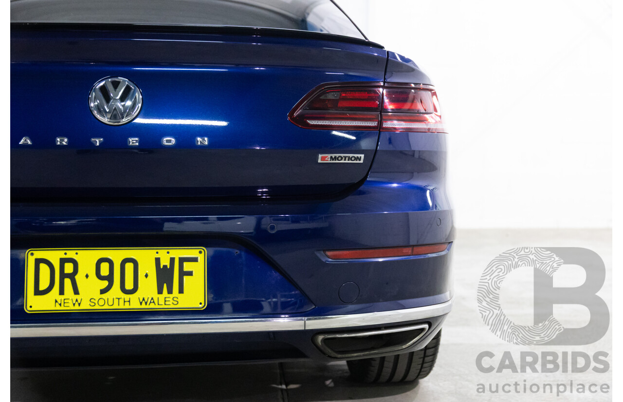 10/2017 Volkswagen Arteon 206TSI R-Line (AWD) MY18 5d Liftback Atlantic Blue Metallic Turbo 2.0L