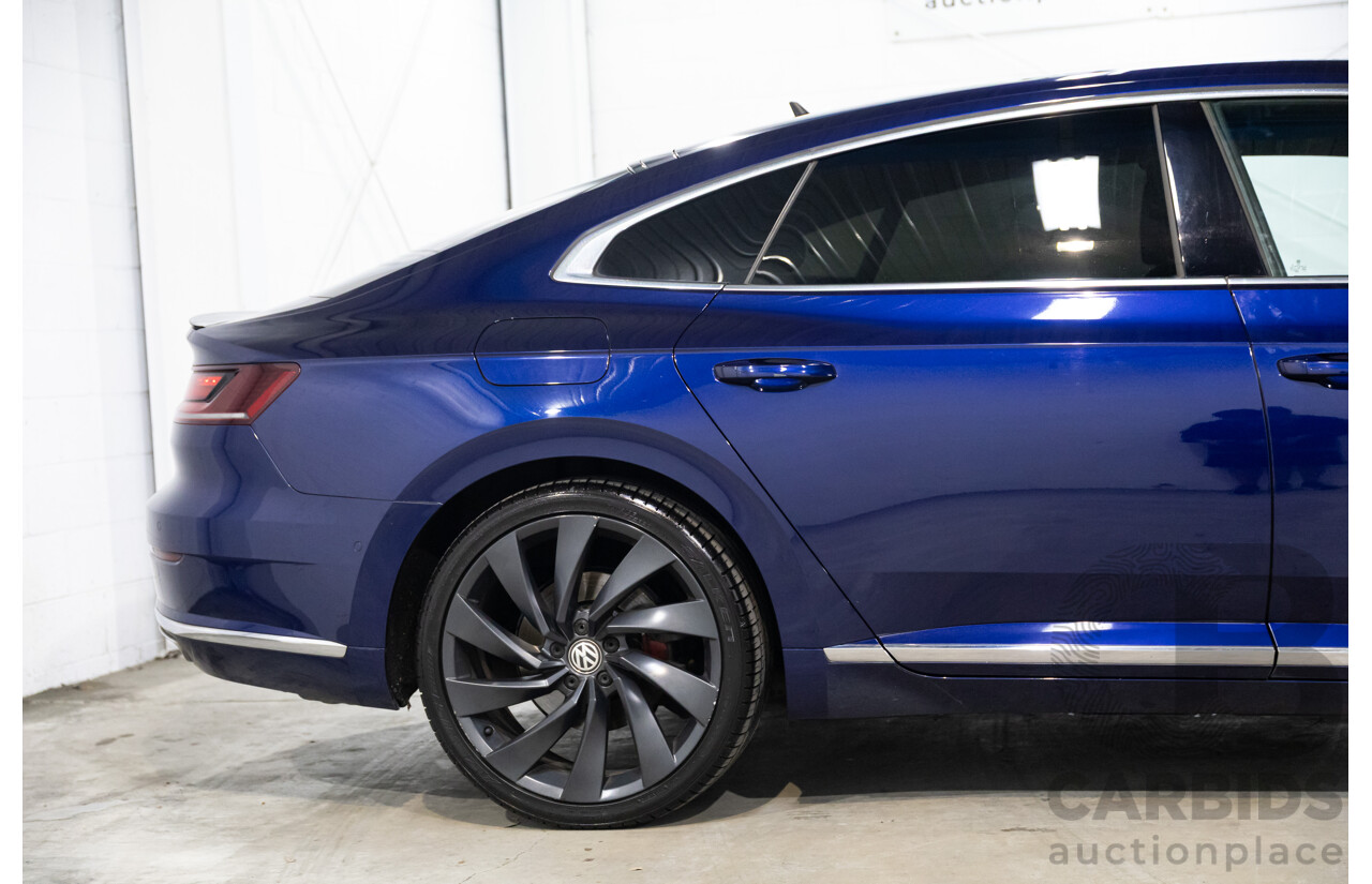 10/2017 Volkswagen Arteon 206TSI R-Line (AWD) MY18 5d Liftback Atlantic Blue Metallic Turbo 2.0L