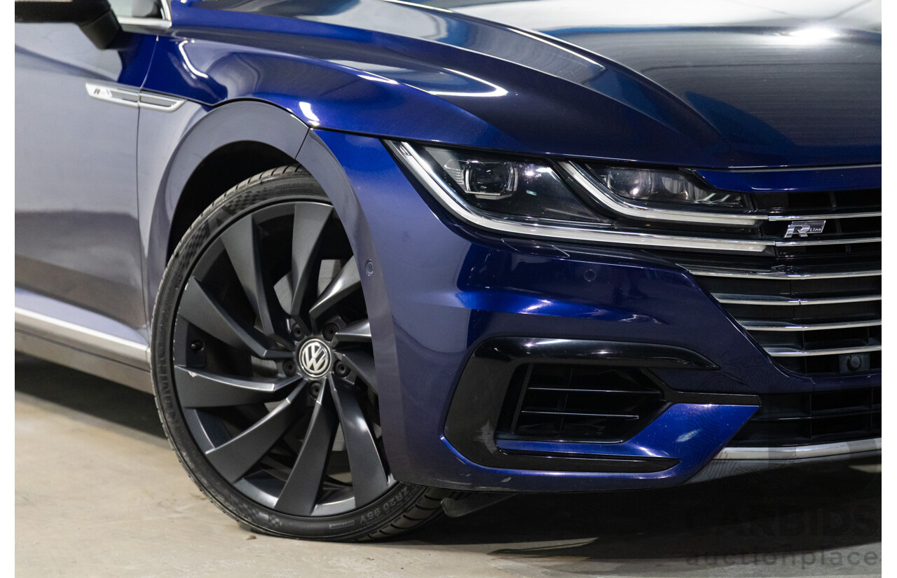10/2017 Volkswagen Arteon 206TSI R-Line (AWD) MY18 5d Liftback Atlantic Blue Metallic Turbo 2.0L