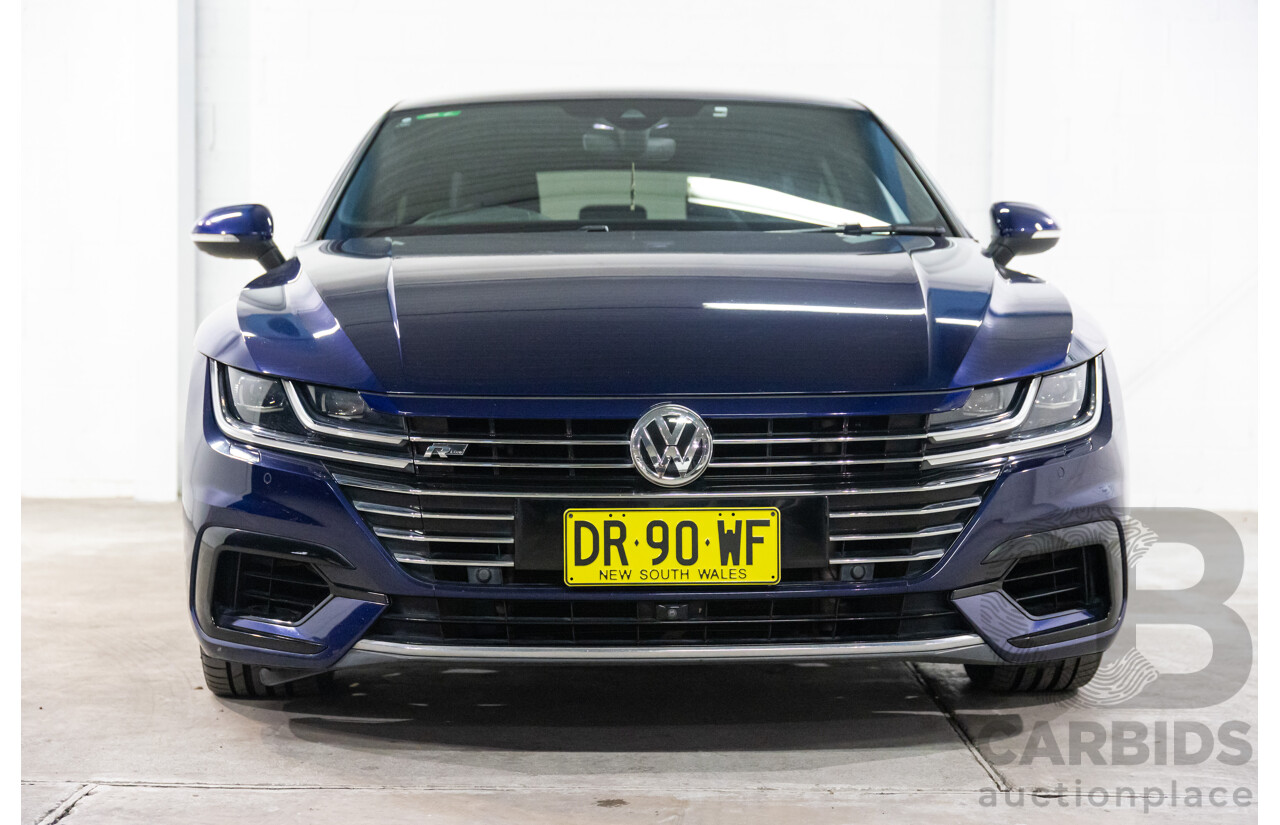 10/2017 Volkswagen Arteon 206TSI R-Line (AWD) MY18 5d Liftback Atlantic Blue Metallic Turbo 2.0L