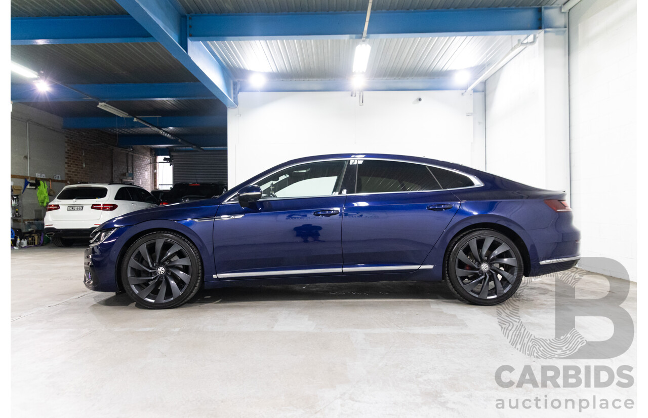 10/2017 Volkswagen Arteon 206TSI R-Line (AWD) MY18 5d Liftback Atlantic Blue Metallic Turbo 2.0L