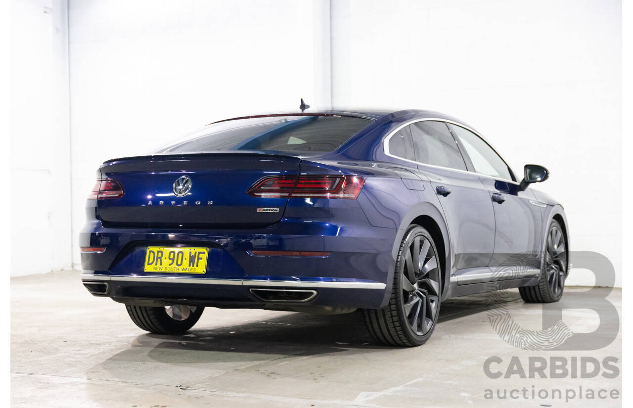 10/2017 Volkswagen Arteon 206TSI R-Line (AWD) MY18 5d Liftback Atlantic Blue Metallic Turbo 2.0L