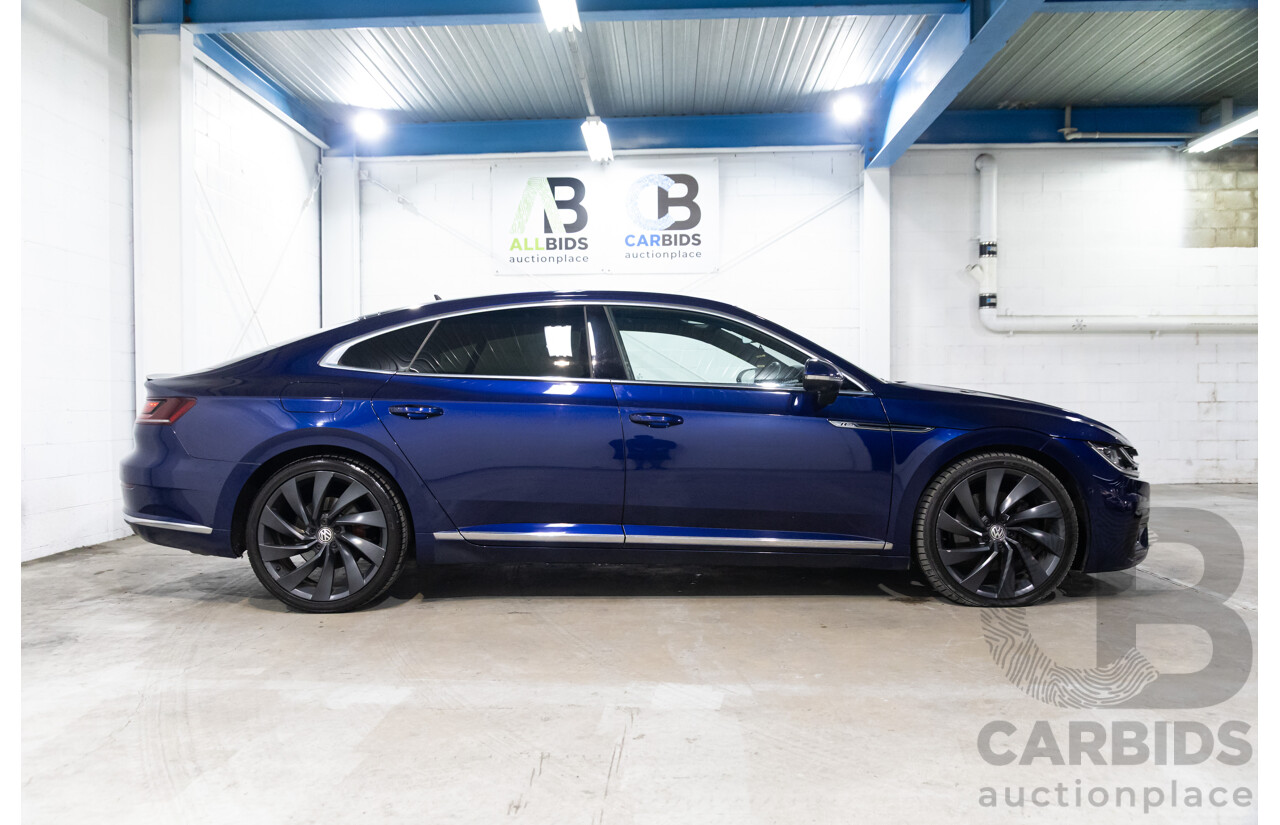 10/2017 Volkswagen Arteon 206TSI R-Line (AWD) MY18 5d Liftback Atlantic Blue Metallic Turbo 2.0L