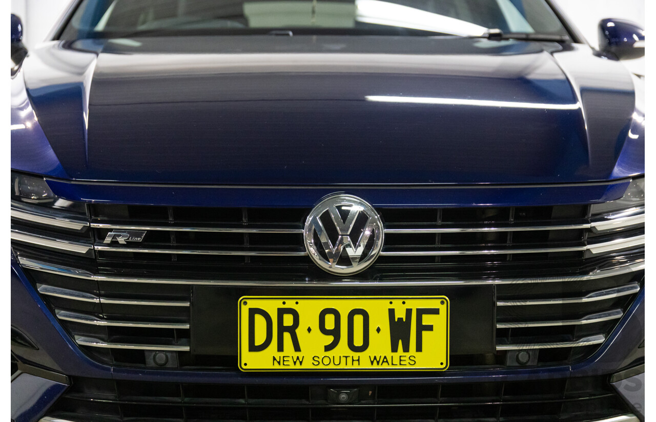 10/2017 Volkswagen Arteon 206TSI R-Line (AWD) MY18 5d Liftback Atlantic Blue Metallic Turbo 2.0L