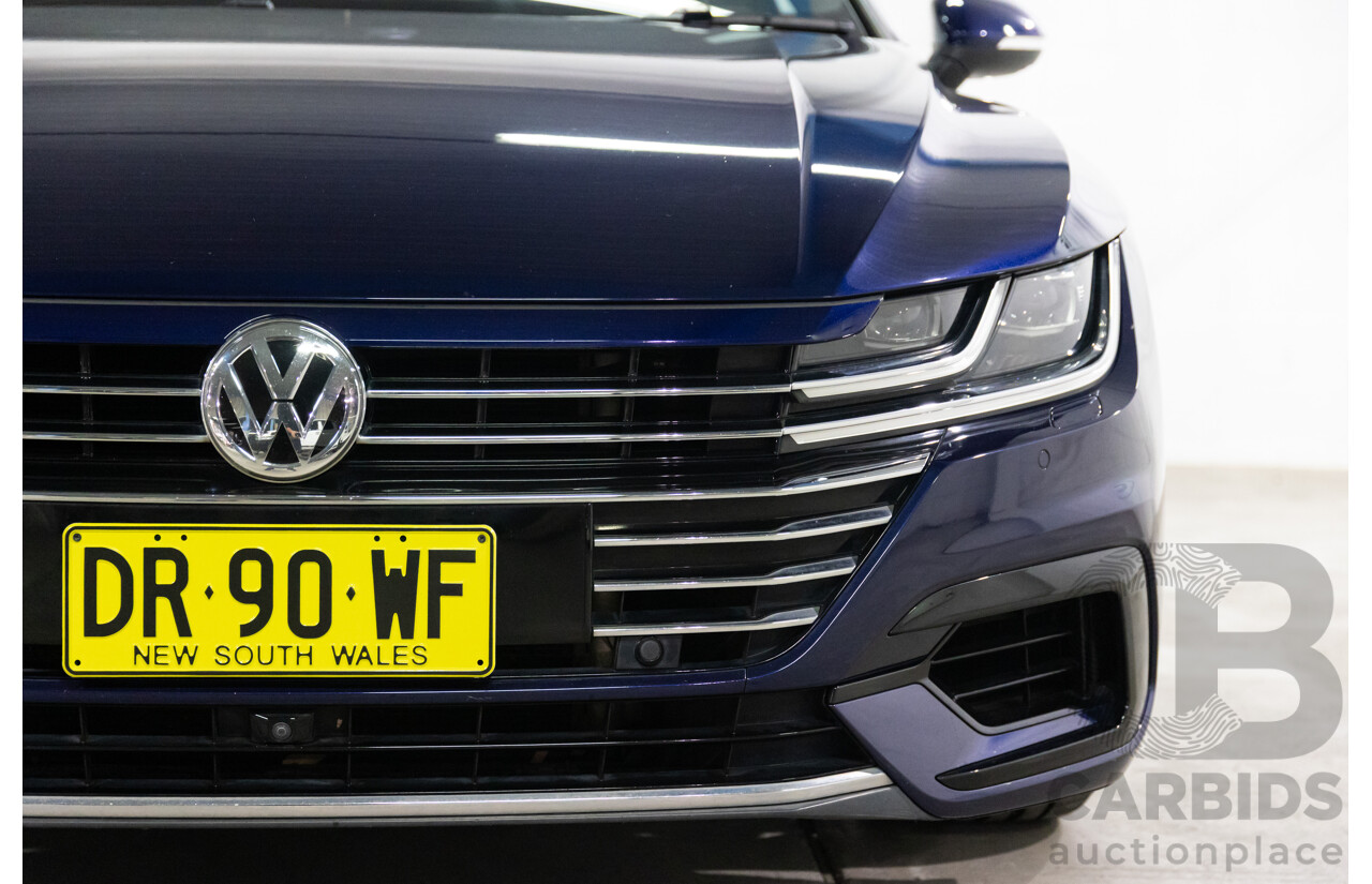 10/2017 Volkswagen Arteon 206TSI R-Line (AWD) MY18 5d Liftback Atlantic Blue Metallic Turbo 2.0L