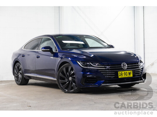 10/2017 Volkswagen Arteon 206TSI R-Line (AWD) MY18 5d Liftback Atlantic Blue Metallic Turbo 2.0L