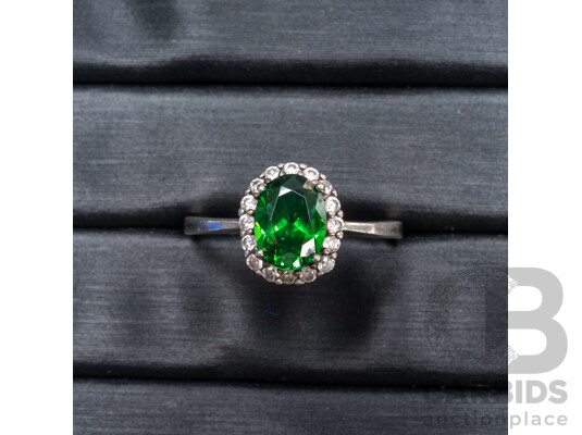 1660540 · 925 Sterling Silver Ring with Tourmaline & Cubic Zirconias - Size P