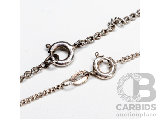 1660565 · Lot of 2 Sterling Silver Necklaces and Chalcedony Pendant