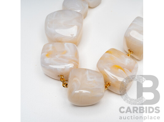 1660580 · Gold Tone Chain with Cloud Agate Stone Necklace by Vanessa Baroni. Length - 47cms