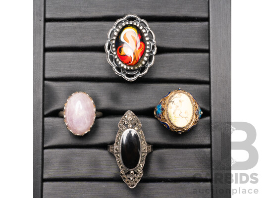 1660562 · Collection of Sterling Silver & Silver Tone Rings - Lot of 4