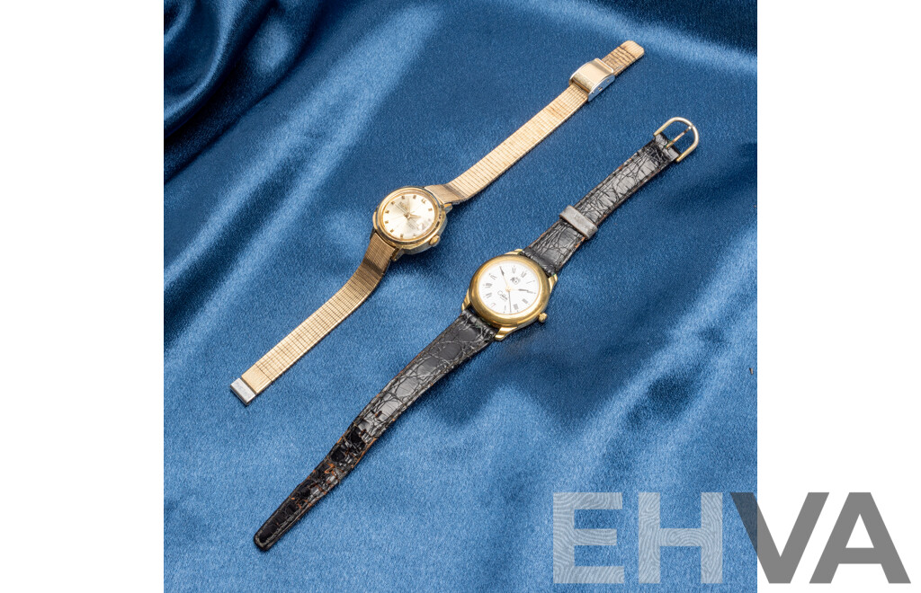Vintage 12k Gold Filled Seiko Automatic 17 Jewels Hi-Beat Wristwatch - 2205-0240 & Calibri Quartz Watch - Lot of 2