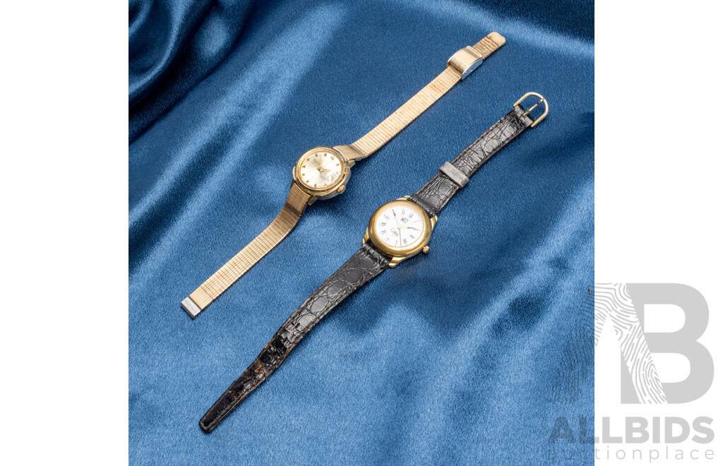 Vintage 12k Gold Filled Seiko Automatic 17 Jewels Hi-Beat Wristwatch - 2205-0240 & Calibri Quartz Watch - Lot of 2