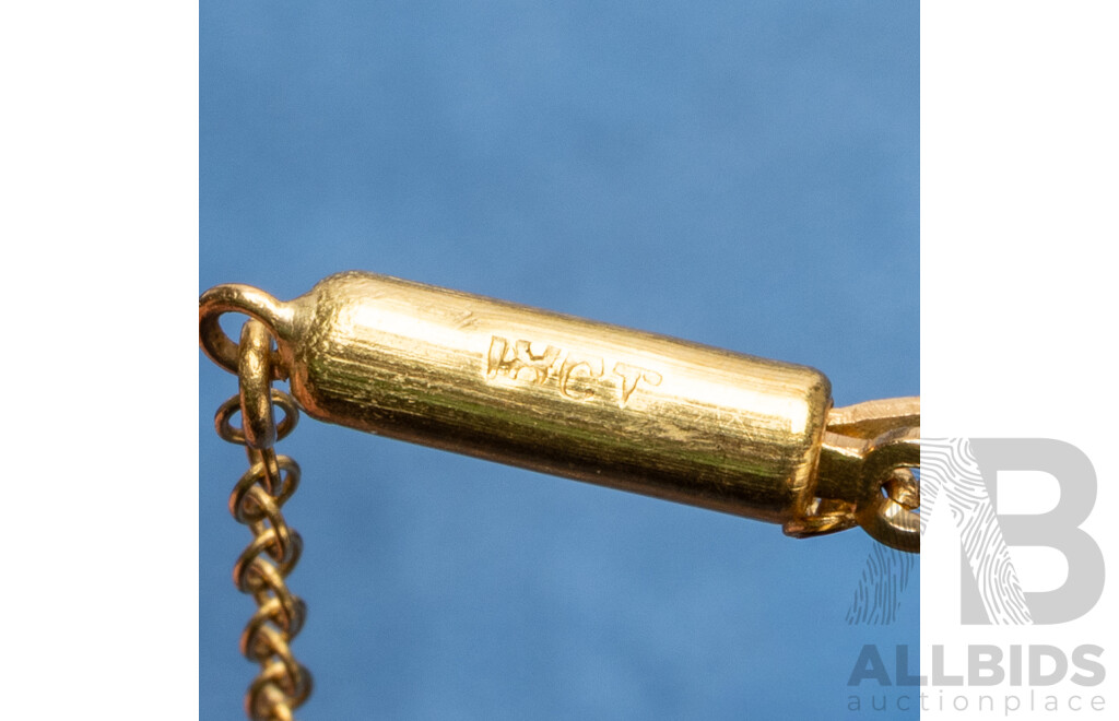 18ct Yellow Gold Chain & 9ct Pendant with Pearls. Length - 38.5cms
