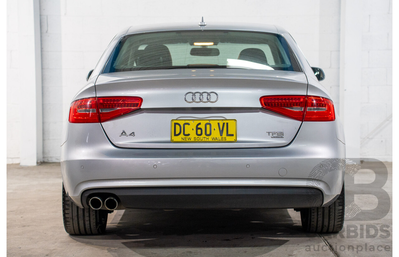 1/2014 Audi A4 2.0 TFSI Quattro B8 (8K) MY14 4d Sedan Floret Silver Metallic 2.0L