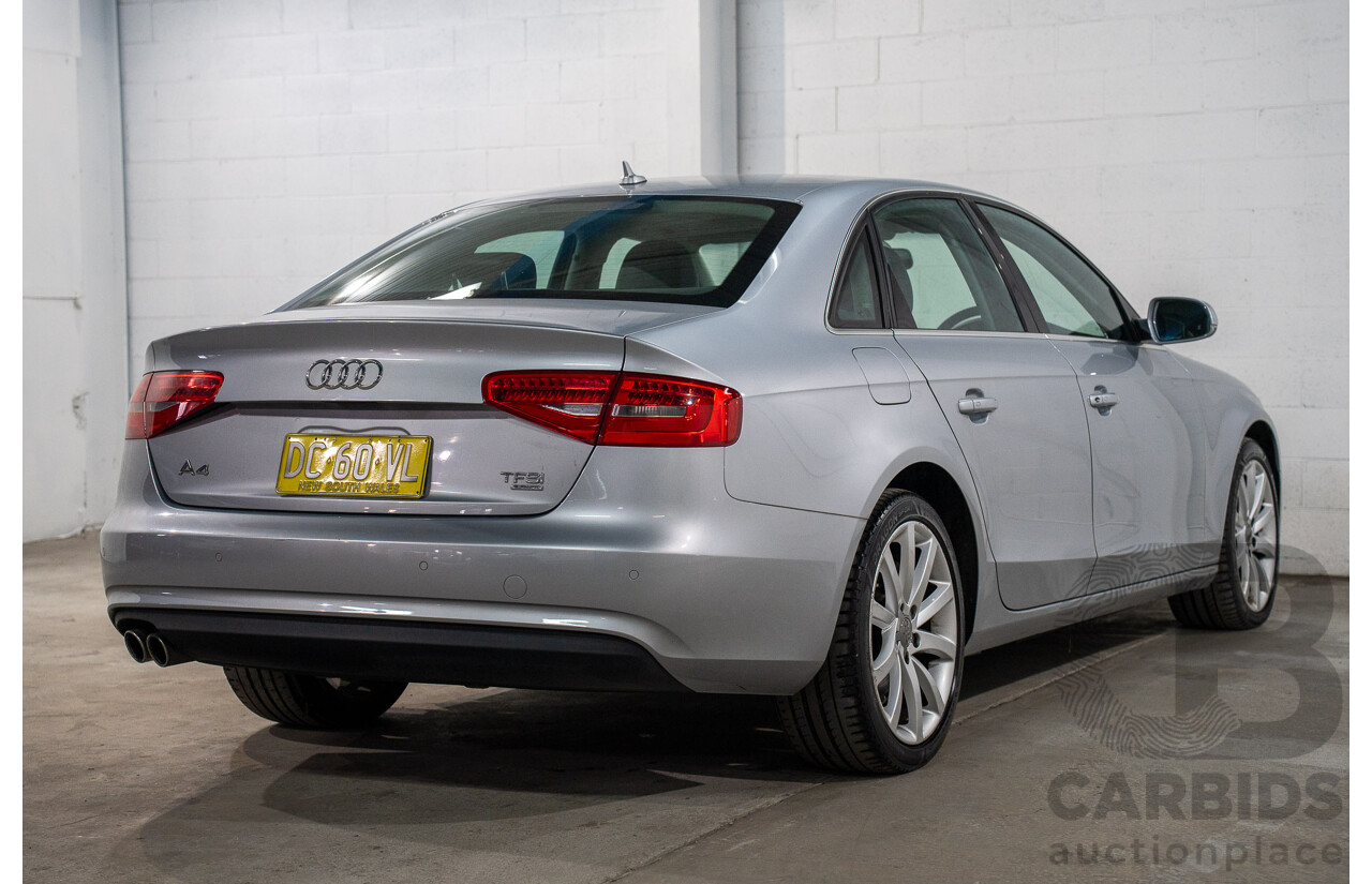 1/2014 Audi A4 2.0 TFSI Quattro B8 (8K) MY14 4d Sedan Floret Silver Metallic 2.0L