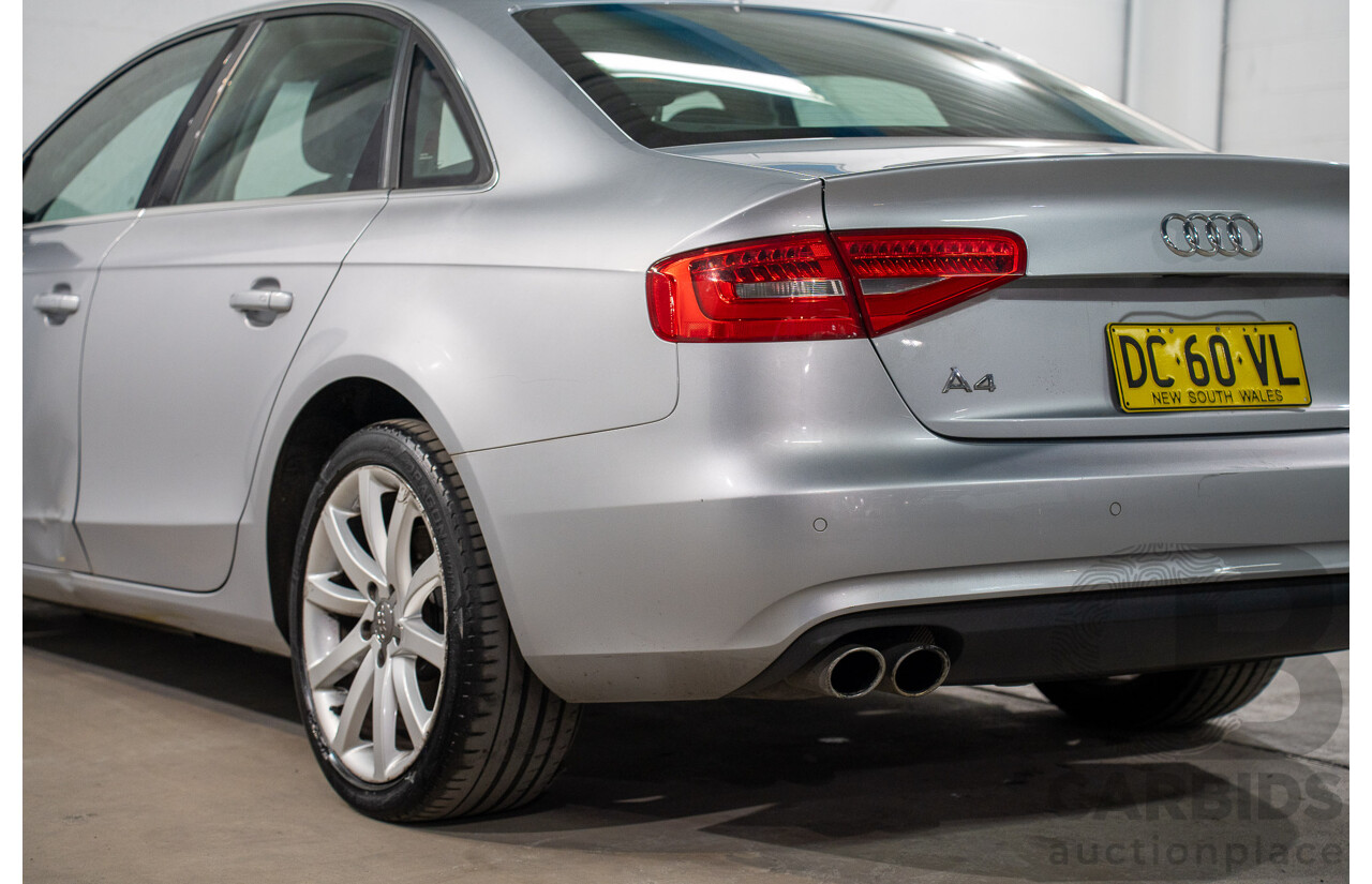 1/2014 Audi A4 2.0 TFSI Quattro B8 (8K) MY14 4d Sedan Floret Silver Metallic 2.0L