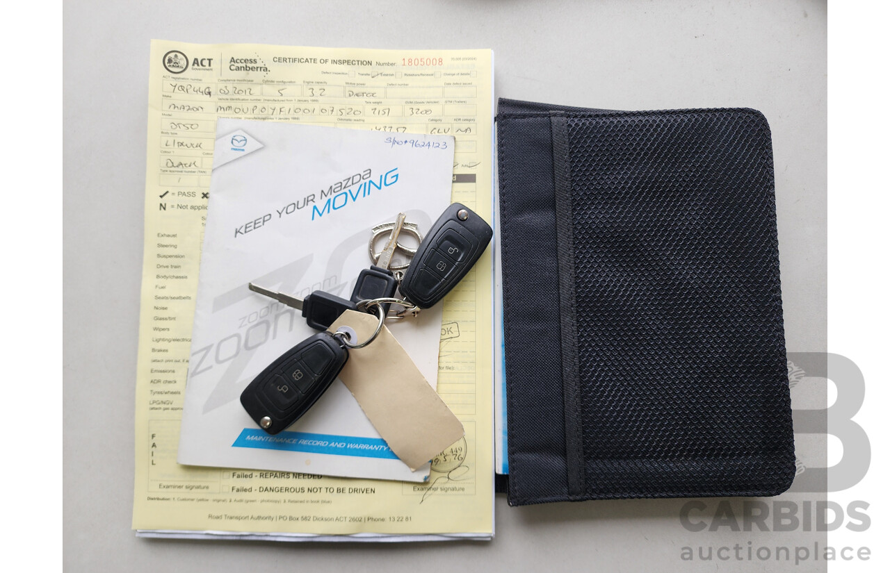 3/2012 Mazda Bt50 XTR (4x4)  Dual Cab Utility Black 3.2L