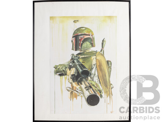 Artists Unknown (20th Century), Trio of Star Wars Related Artworks, 50H x 40W cm (frames largest X2) (3)