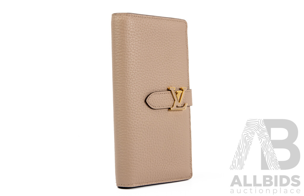 Beige Taurillon Leather Vertical Long Wallet by Louis Vuitton - M81367