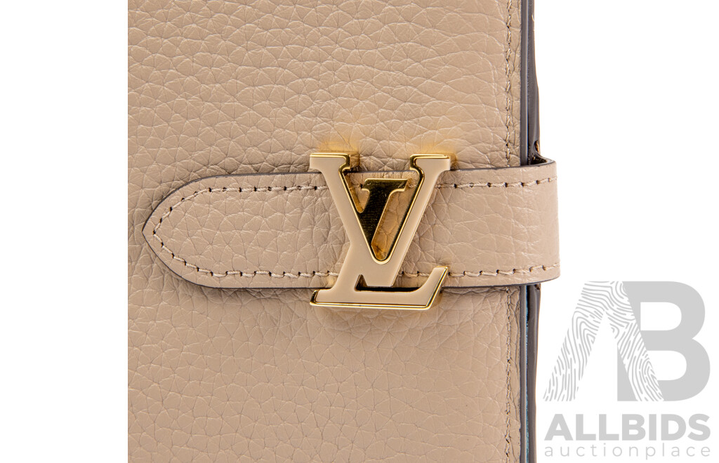 Beige Taurillon Leather Vertical Long Wallet by Louis Vuitton - M81367