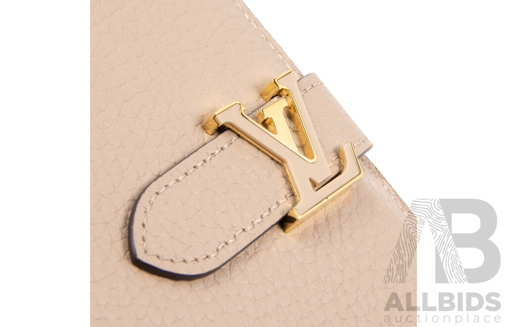 Beige Taurillon Leather Vertical Long Wallet by Louis Vuitton - M81367