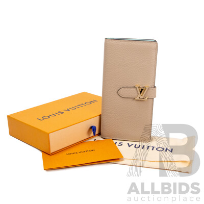 Beige Taurillon Leather Vertical Long Wallet by Louis Vuitton - M81367
