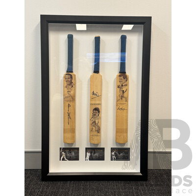 Cricketing Knights Mini Bat Set - Signed by Sir Garfield Sobers, Sir Ian Botham and Sir Richard Hadlee