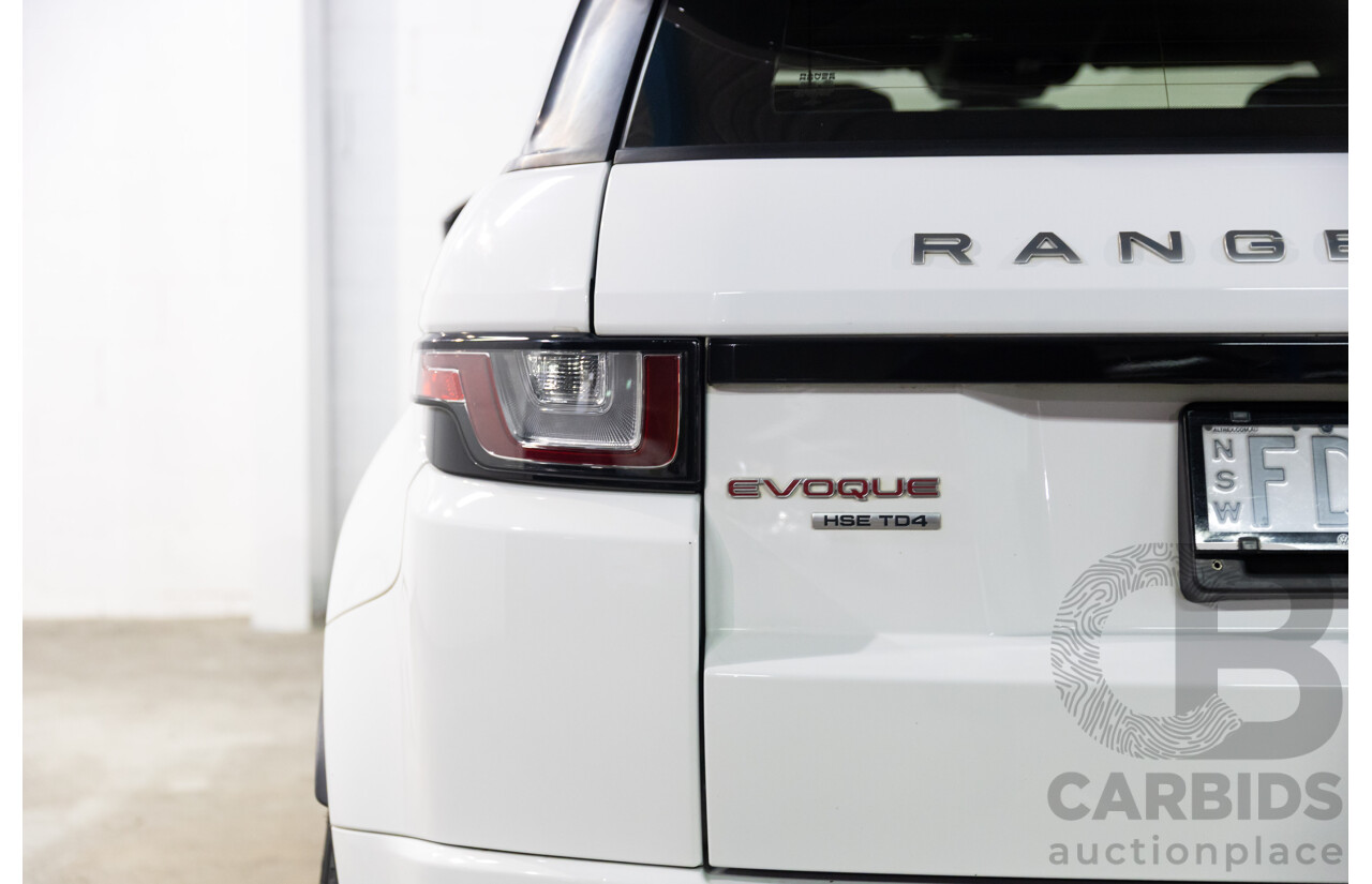 09/2016 Range Rover Evoque Td4 180 HSE DYNAMIC AWD LV MY17 5D Wagon Fuji White Diesel Turbo 2.0L