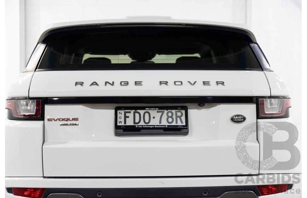 09/2016 Range Rover Evoque Td4 180 HSE DYNAMIC AWD LV MY17 5D Wagon Fuji White Diesel Turbo 2.0L