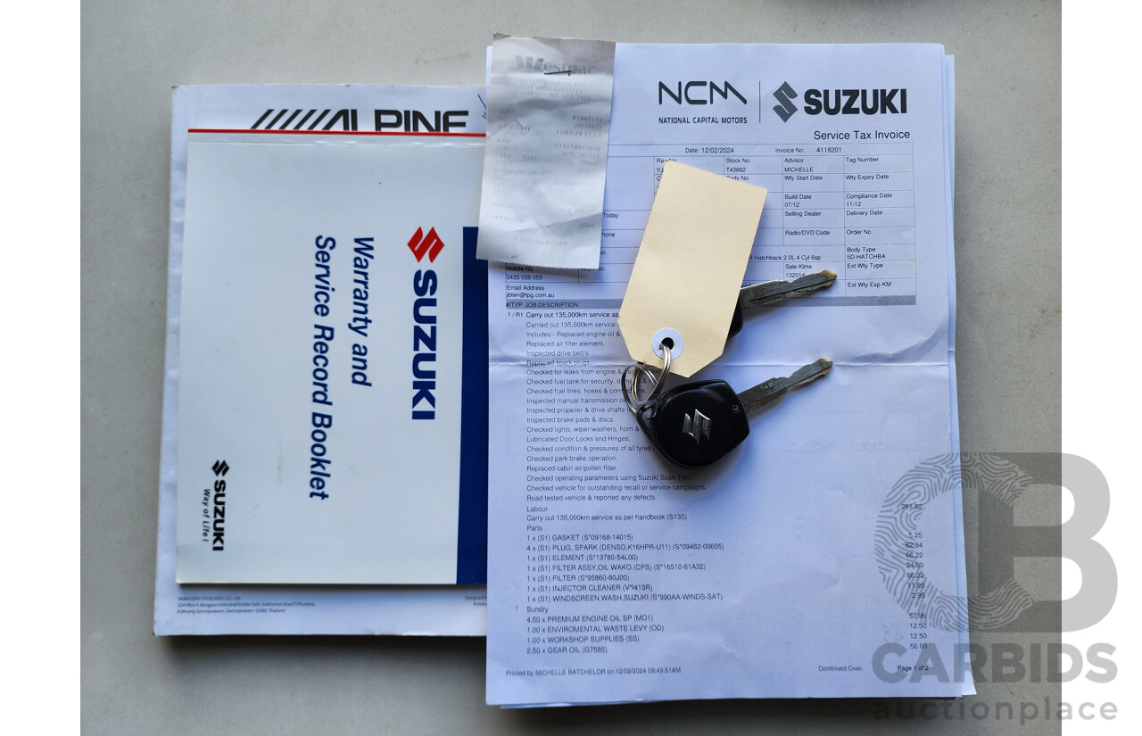 11/2012 Suzuki SX4  GY MY11 5d Hatchback White 2.0L