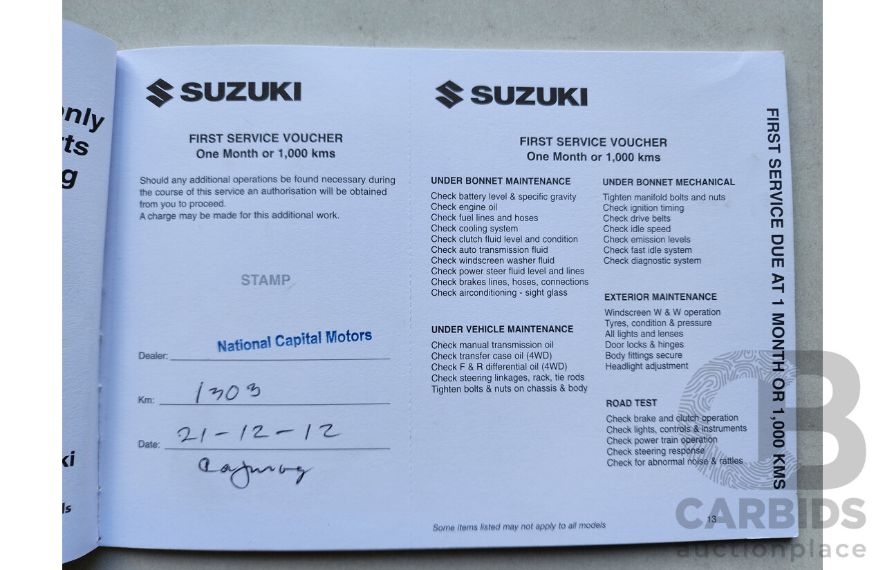 11/2012 Suzuki SX4  GY MY11 5d Hatchback White 2.0L