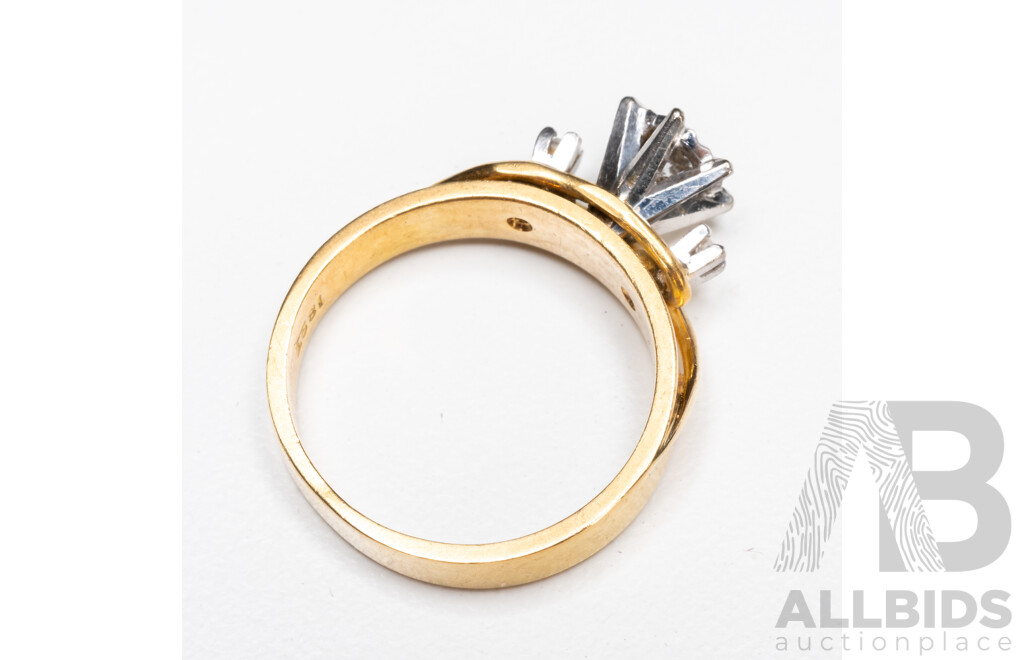 Vintage Handmade 18ct Yellow & White Gold Diamond Trilogy Ring - Size J.5
