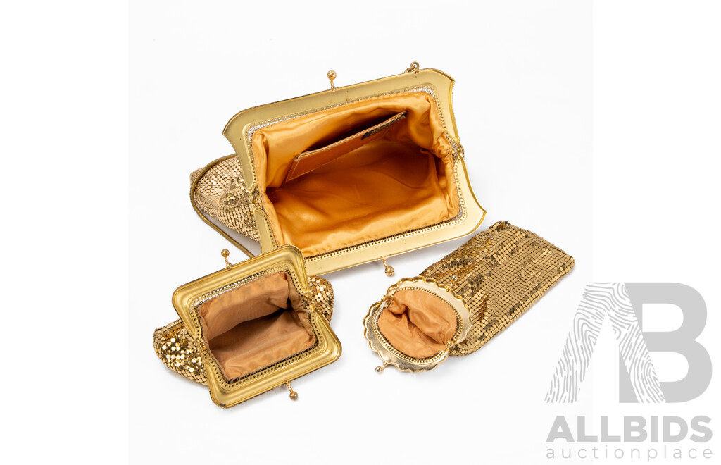 Vintage Collection of 3 Vintage Gold Mesh Kiss-lock Purses by Oroton