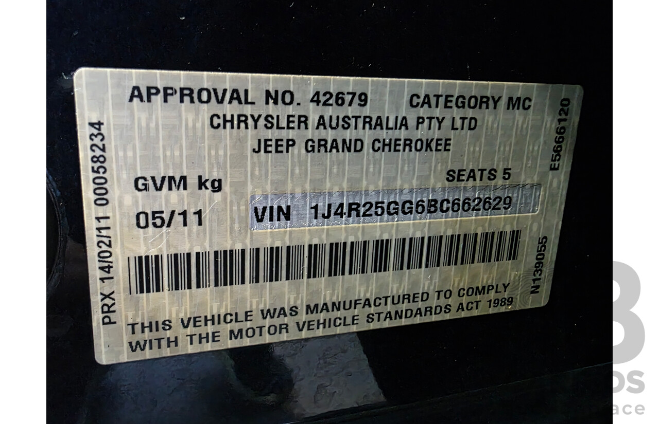 5/2011 Jeep Grand Cherokee Limited (4x4) WK 4d Wagon Black V6 3.6L