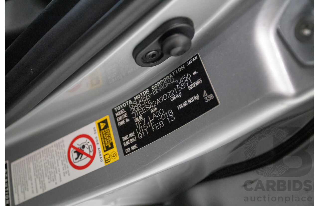 03/2013 Toyota Kluger Grande (4x4) GSU45R MY11 UPGRADE 4d Wagon Silver Metallic V6 3.0L