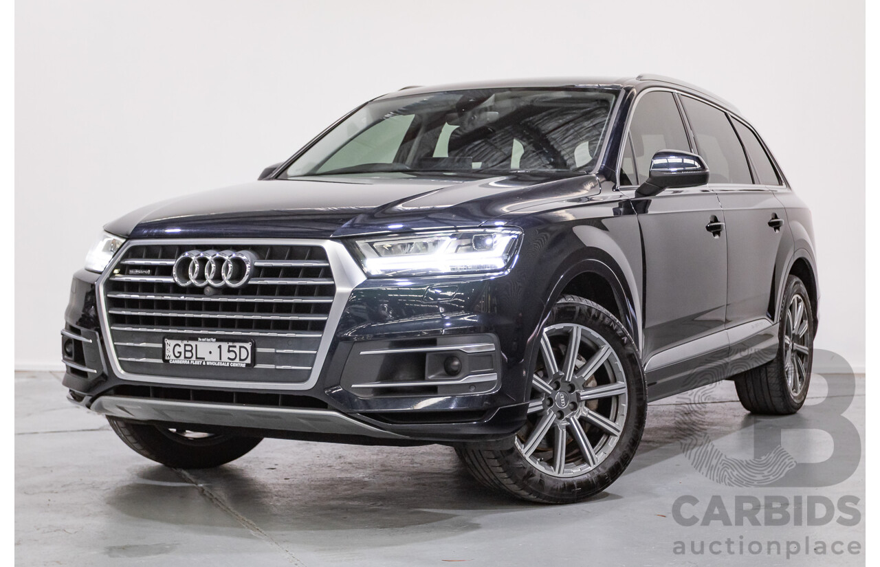 2/2017 Audi Q7 3.0 TDI Quattro (AWD) 4M MY17 4d Wagon Ink Blue Metallic Turbo Diesel V6 3.0L (200kW) - 7 Seater