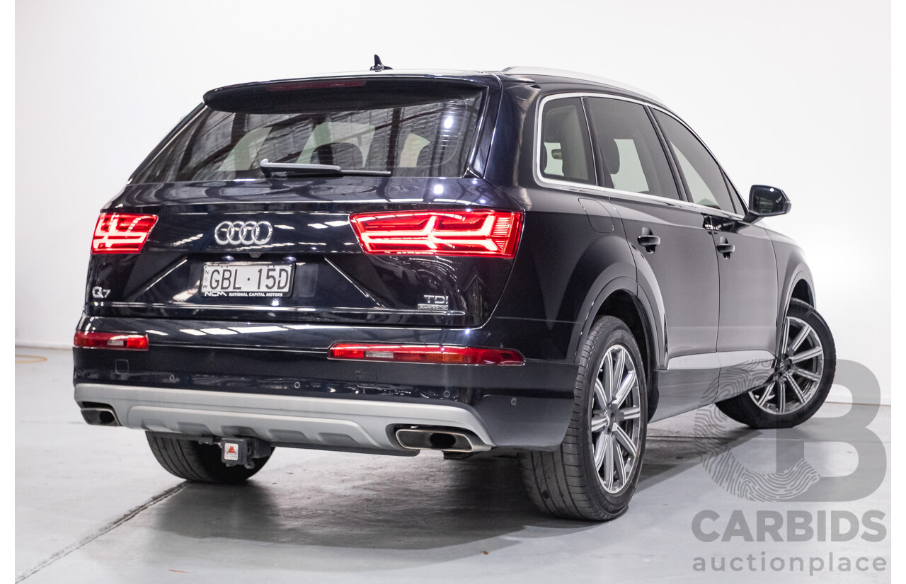 2/2017 Audi Q7 3.0 TDI Quattro (AWD) 4M MY17 4d Wagon Ink Blue Metallic Turbo Diesel V6 3.0L (200kW) - 7 Seater