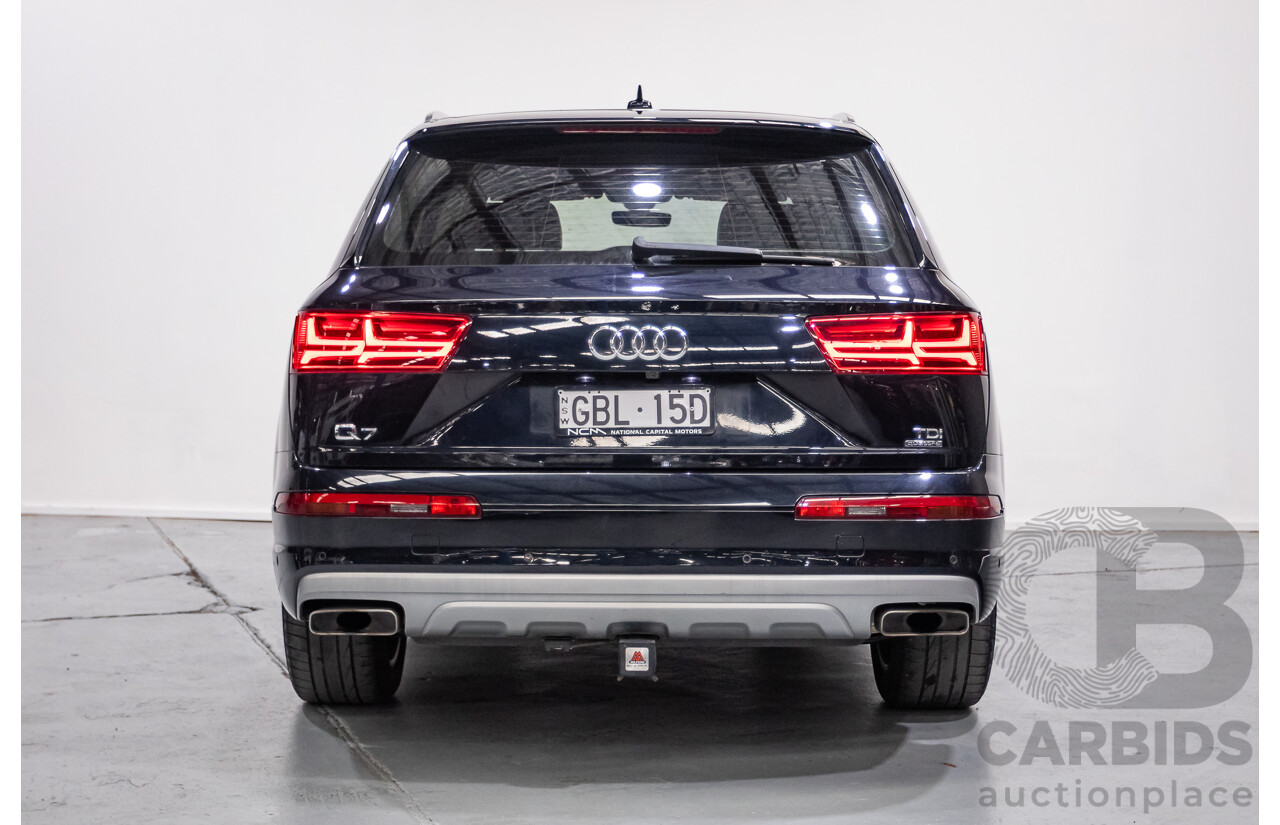 2/2017 Audi Q7 3.0 TDI Quattro (AWD) 4M MY17 4d Wagon Ink Blue Metallic Turbo Diesel V6 3.0L (200kW) - 7 Seater