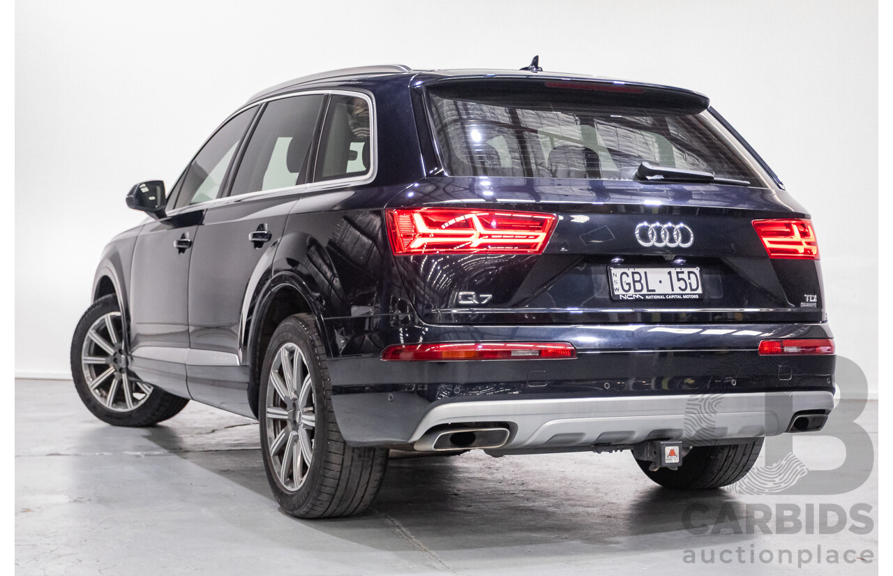 2/2017 Audi Q7 3.0 TDI Quattro (AWD) 4M MY17 4d Wagon Ink Blue Metallic Turbo Diesel V6 3.0L (200kW) - 7 Seater