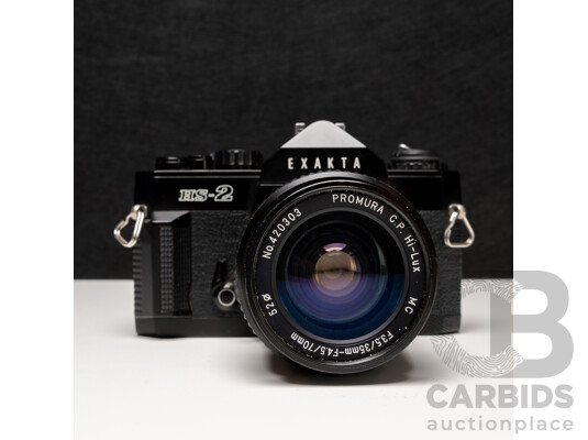 Exakta HS-2 35mm SLR Camera with Promura C.P. Hi-Lux MC 35–70mm F/3.5–4.5 Lens