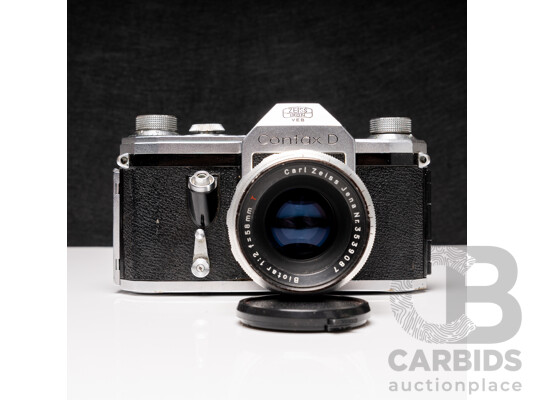Zeiss Ikon Contax D 35mm SLR Camera with Carl Zeiss Jena Biotar 58mm F/2 Lens and Leather Case